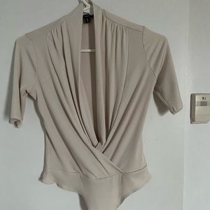 Deep v white bodysuit